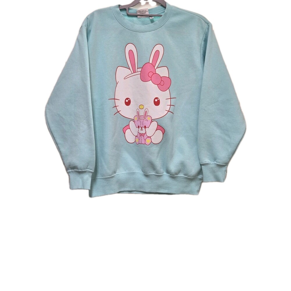 Hello Kitty Sweatshirt Crewneck Womens Small Easter Bunny Ears